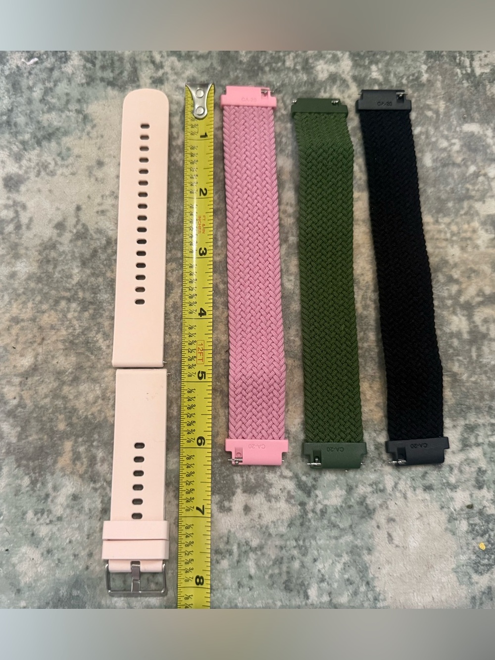 20mm XL Wrist Smart Watch Band Lot of 4 Braided Stretch & Silicone Bands